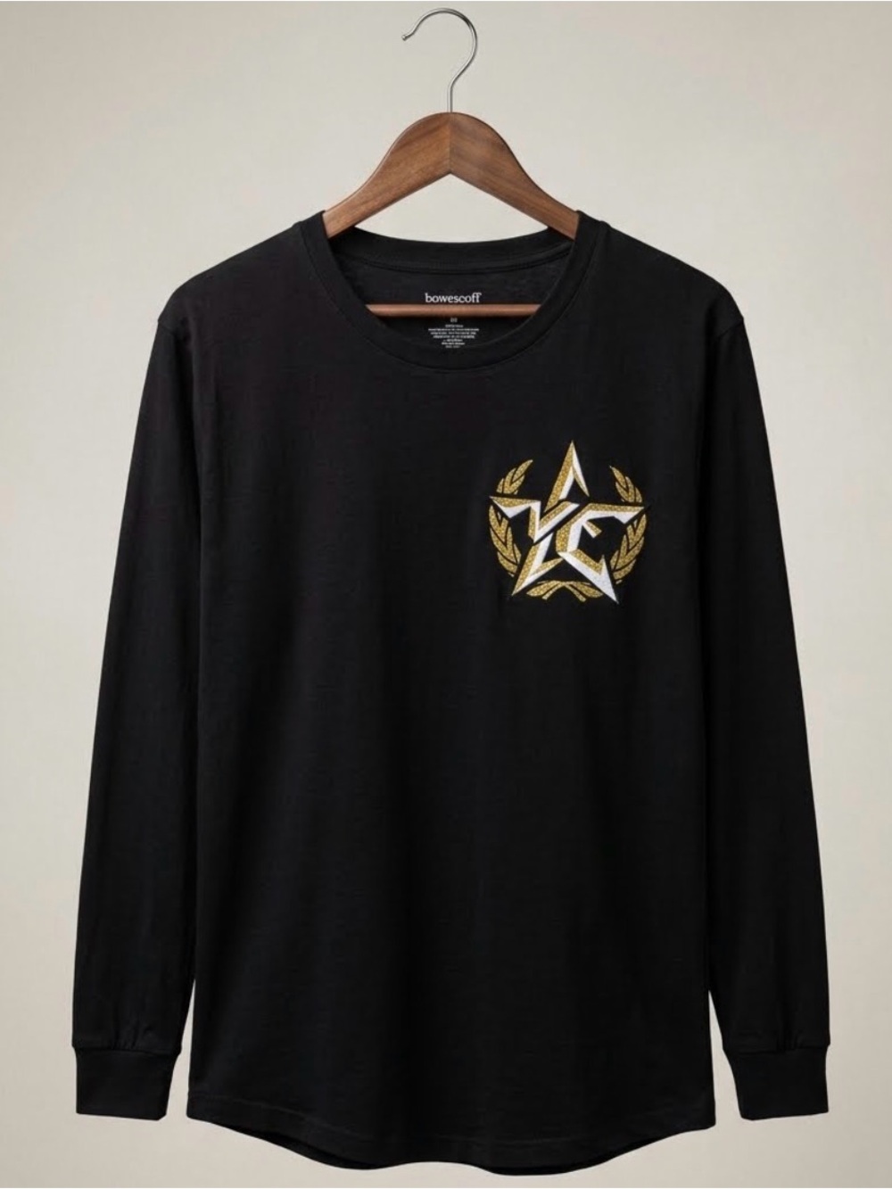 boxercraft Black Long Sleeve Shirt with Gold & Silver Crest Detail